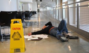 fallen man in office