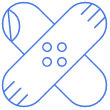 a blue and white icon of a bandage